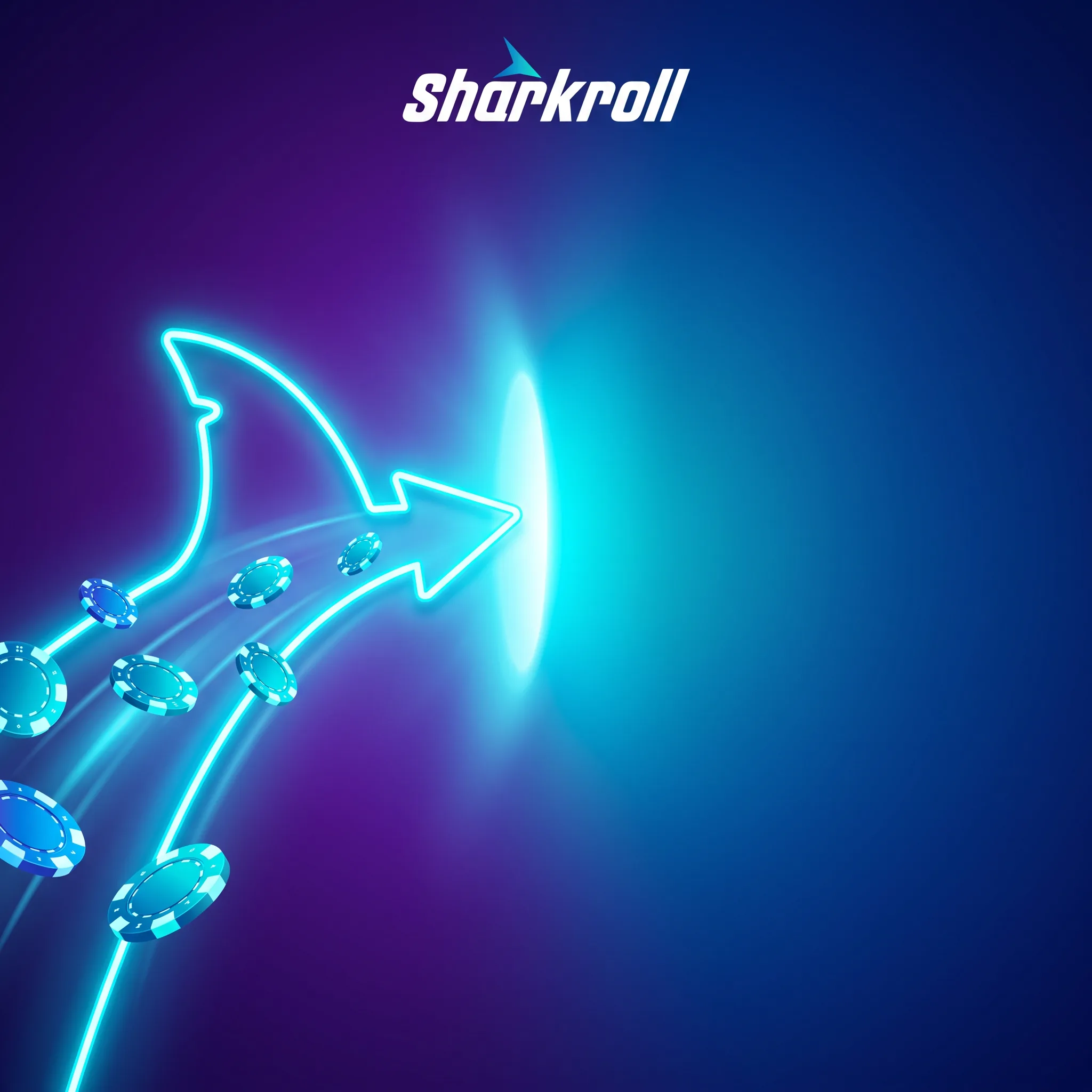 SharkRoll Anmeldung mit leuchtender Haifischflosse